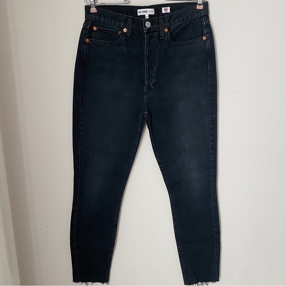 Re/Done Levi’s Black Dark Worn Wash Comfort Stretch High Rise Jeans 30 10